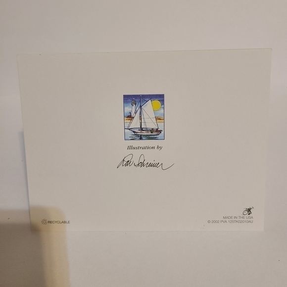 Vintage Simple Blue with Boat Picture Thank You Card - Picture 4 of 5